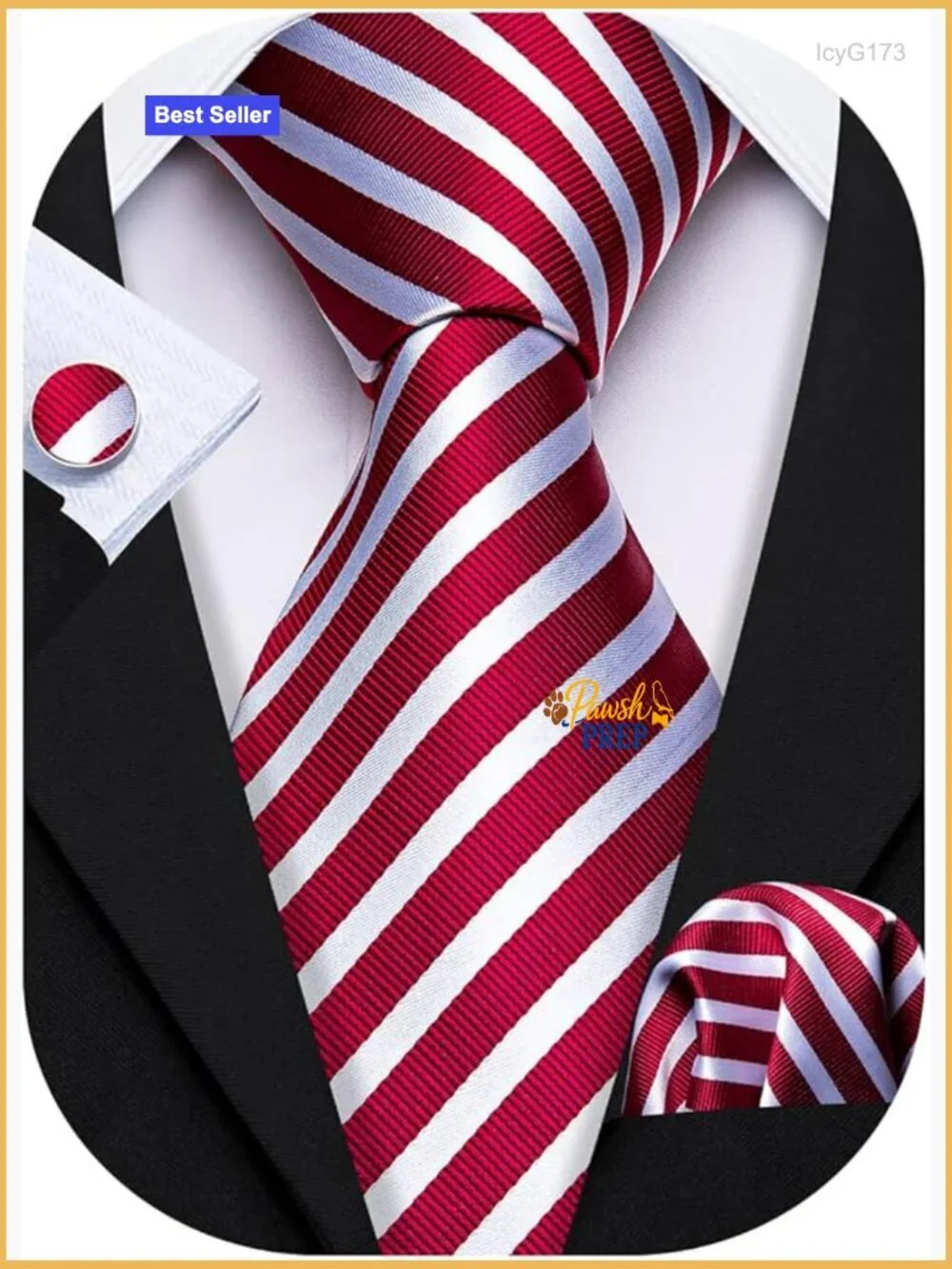 Silk Tie Set with Cufflinks and Pocket Square for Formal Business Occasions
